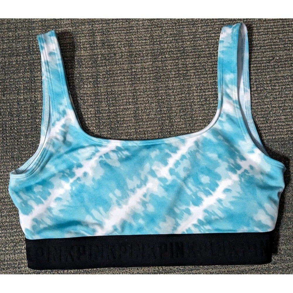 PINK Ultimate Lightly Lined Sports Bra Victoria's Secret Blue Tie Dye Small Top